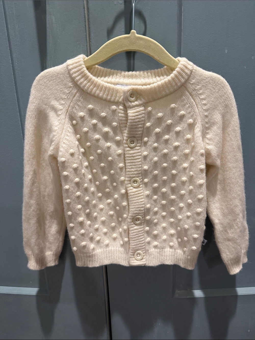 Petit Bateau Cream Button-Front Textured Cardigan